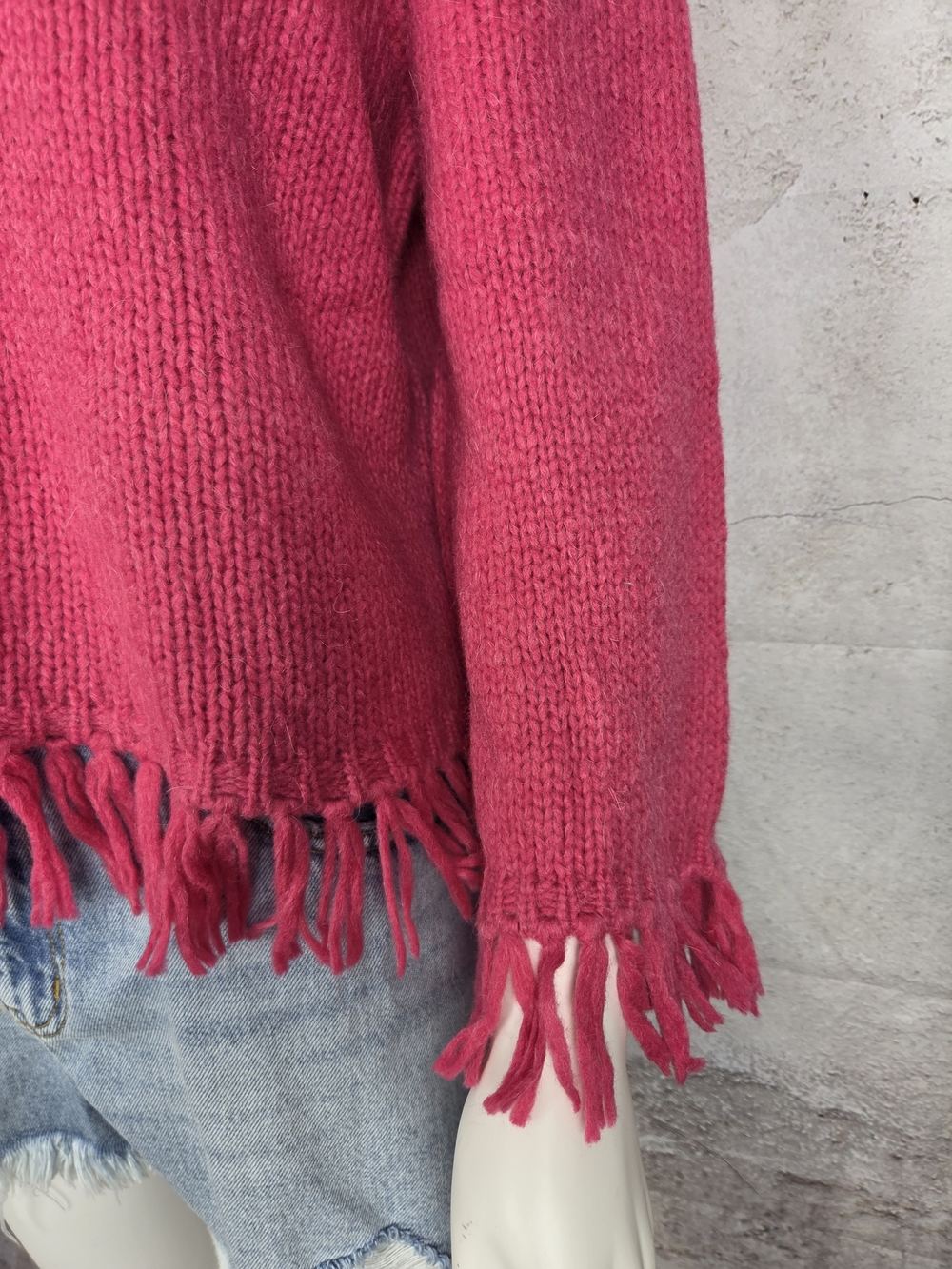 Tory Burch Raspberry Fringe Turtleneck Sweater - Picture 3 of 6